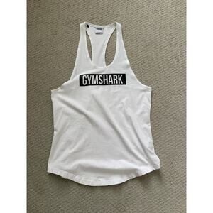 Gymshark Women’s White Racerback Tank Top Logo Graphic Athletic Gym Workout